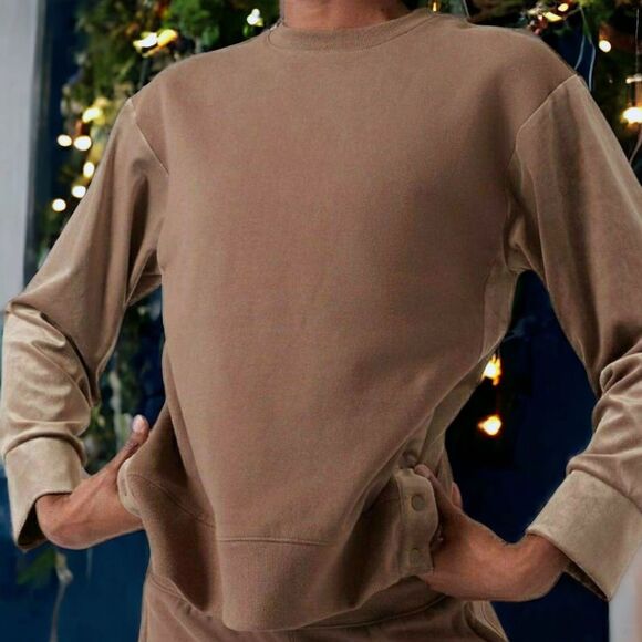 Athleta Clean Girl Balletcore RetroPlush Velvet Crew Neck Pullover Sweatshirt - Picture 2 of 11